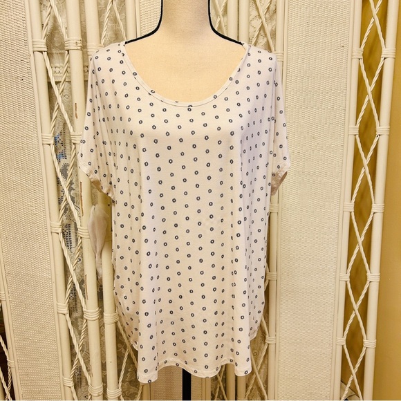 Lands' End Set Black Floral Drapey Kimono Open Front White Tee Top Plus size 1X - Picture 9 of 16